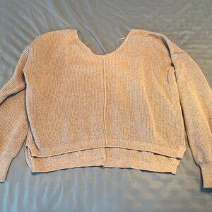 Hippie Rose V Neck Sweater, Beige, Small